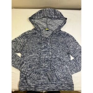 Prince & Fox Womens XL Navy Blue Space Dye‎ Lace Up Hoodie Lightweight Pullover